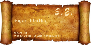 Seger Etelka névjegykártya